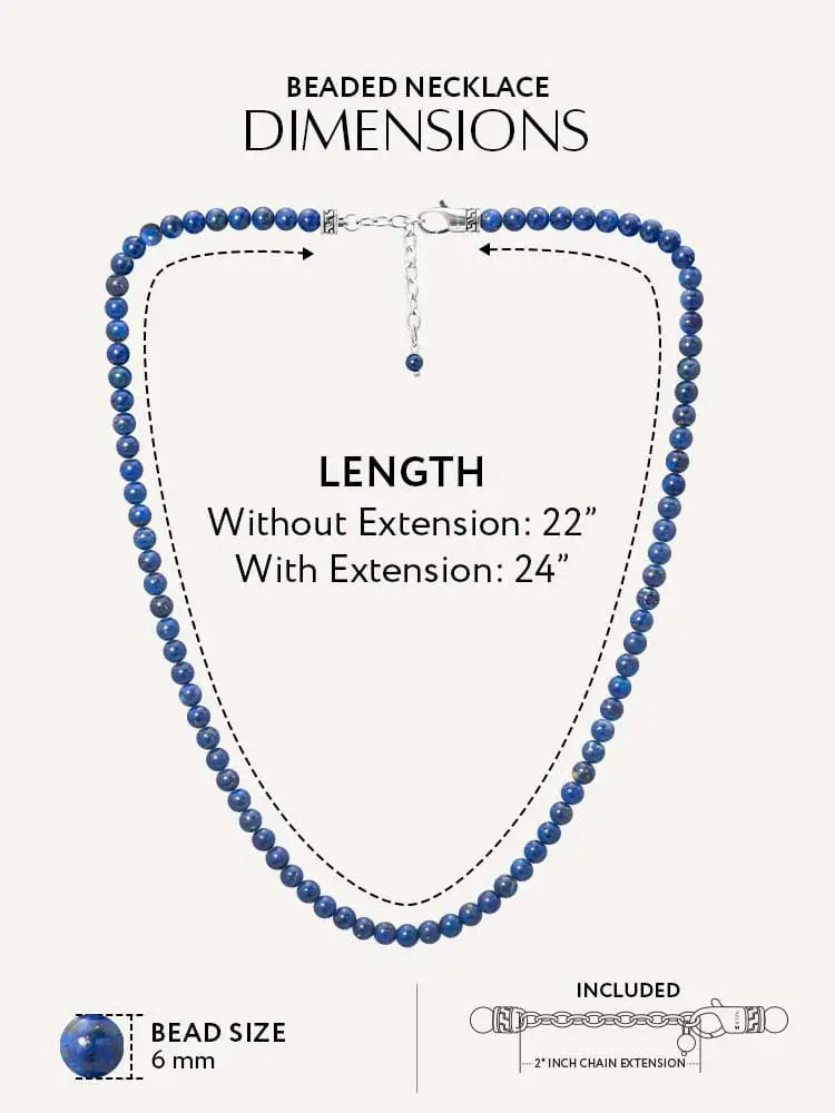 A delicate Aaa lapis lazuli deep blue beaded silver necklace with uniformly sized beads and a silver-toned clasp