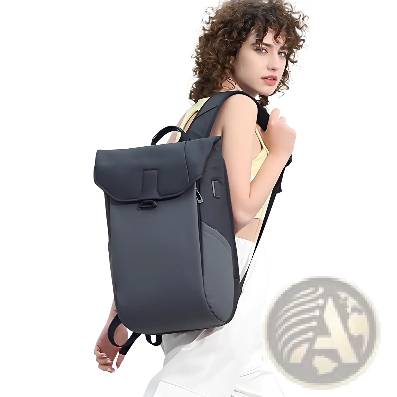 Dark gray sleek modern laptop backpack with usb charging port and minimalist design ideal for school use
