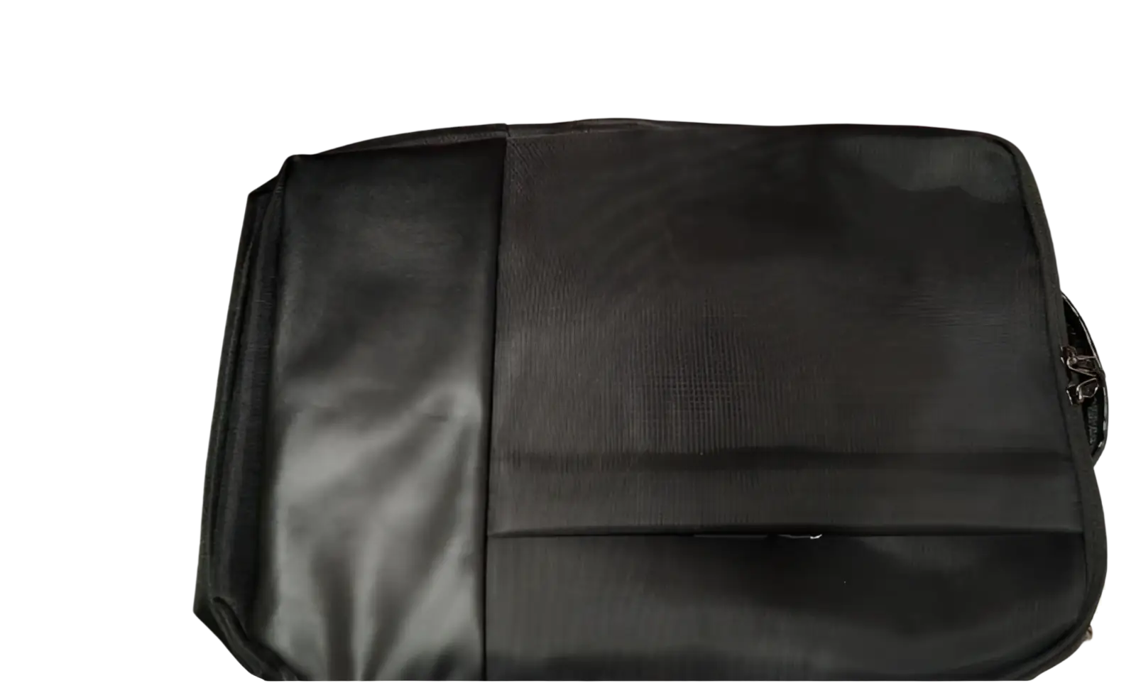 Black fabric laptop sleeve with subtle textured pattern and reinforced stitching for waterproof nylon zipper bag