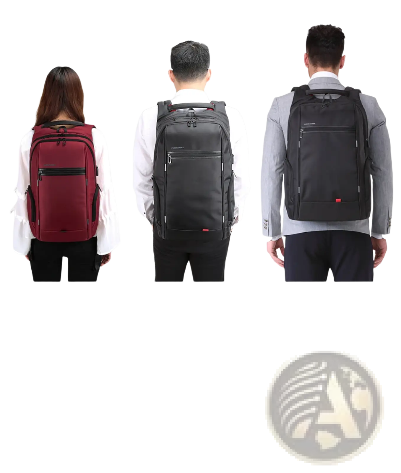 Black and red waterproof laptop backpacks with multiple compartments and usb charging ports for business use