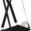 Black fabric laptop carrying strap with adjustable travel design and silver metal clasps for 14 inch laptops