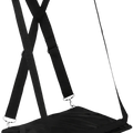 Black fabric laptop carrying strap with adjustable travel design and silver metal clasps for 14 inch laptops