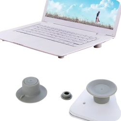 Gray silicone laptop cooling feet stand with suction cup design for heat reduction pads showing the back side