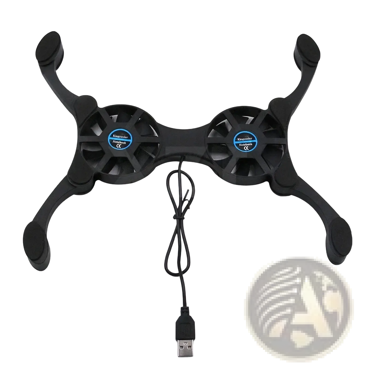 Black dual-fan laptop cooling pad with usb cable for portable cooling and ergonomic laptop support