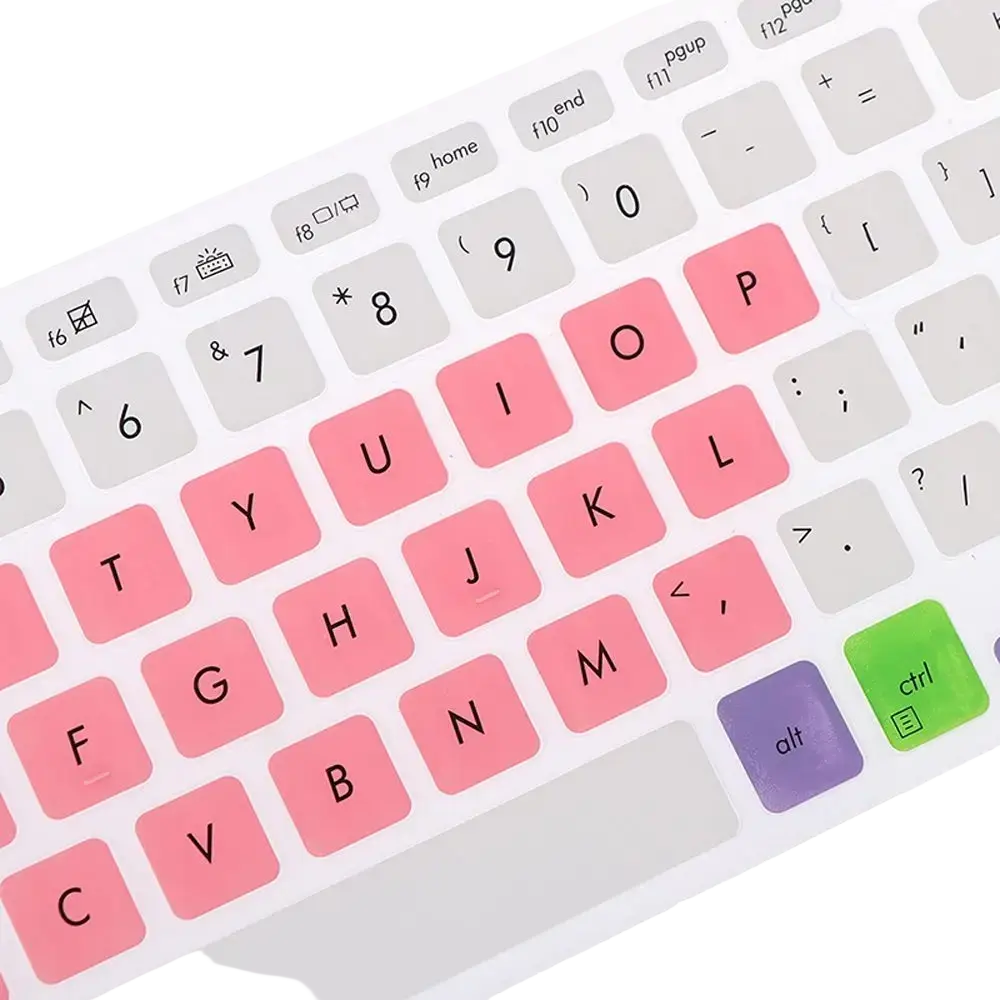 Pink and purple silicone laptop keyboard cover with colorful keycaps for 15.6 inch laptops