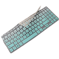 Transparent silicone laptop keyboard cover with mint green keycaps and white lettering for 15.6 inch laptops