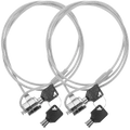 Silver laptop locking cable set with black keys and metallic locking mechanisms for secure laptop lock use