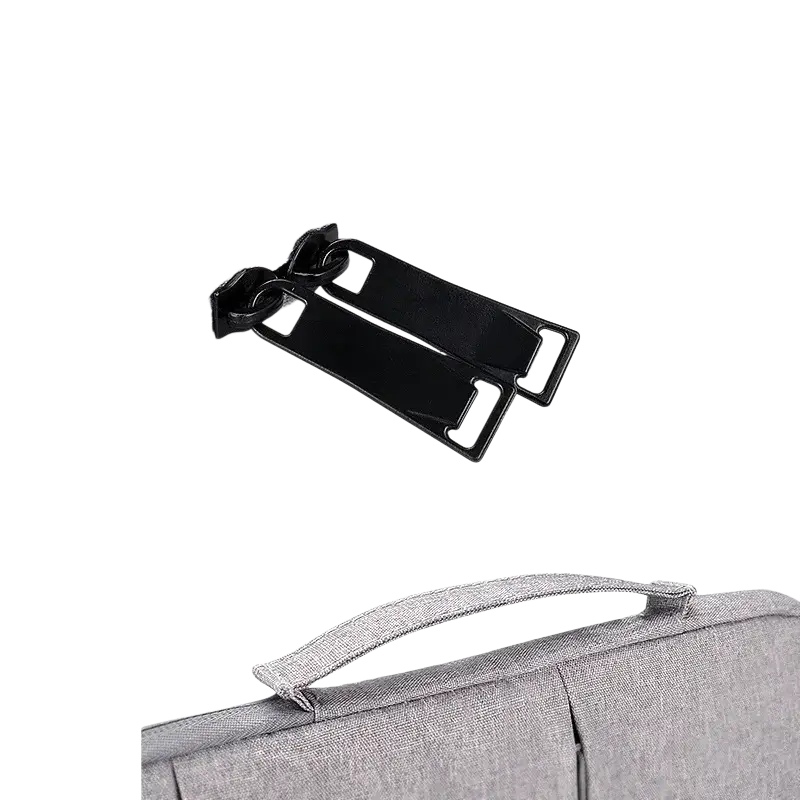 Gray textured laptop sleeve bag for macbook air and pro with black zipper pulls and matching fabric handle