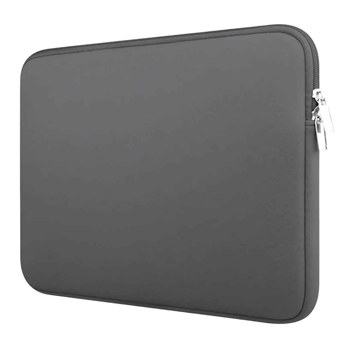 Dark gray neoprene laptop sleeve with silver zipper pull waterproof case for 15.6 inch laptops