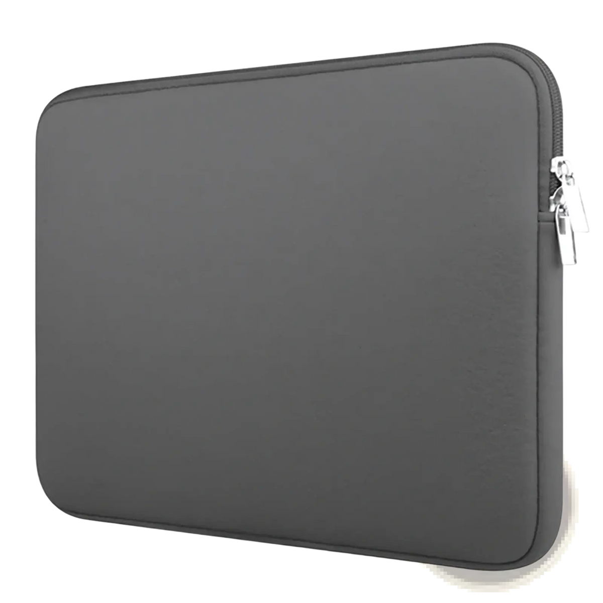Dark gray neoprene laptop sleeve with silver zipper pull waterproof case for 15.6 inch laptops