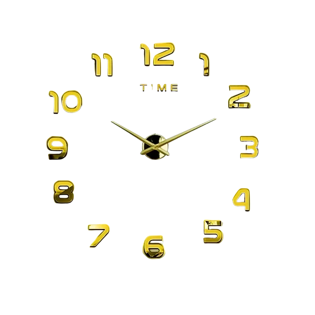 Large 3d diy acrylic wall clock with gold color mirrored numbers and sleek minimalist design for modern decor