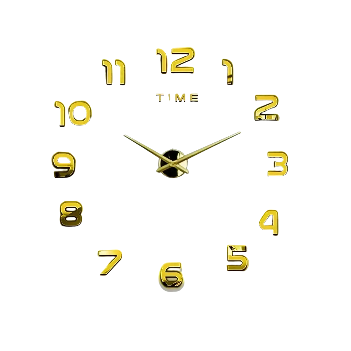 Large 3d diy acrylic wall clock gold colored with mirrored numbers and sleek minimalist design for modern decor