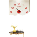 Large 3d diy acrylic wall clock with bold red numbers and minimalist black hands on a white background
