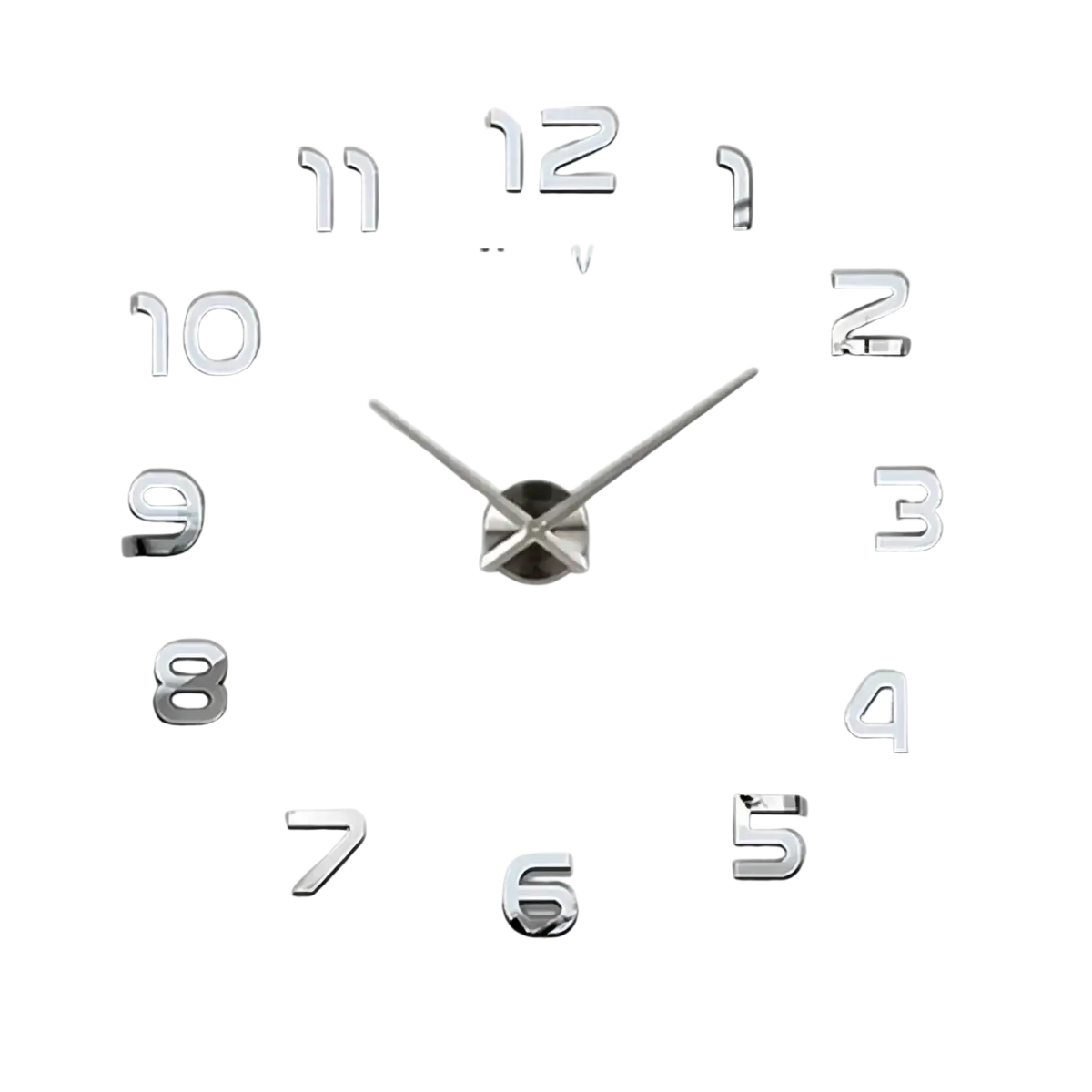 Large 3d diy acrylic wall clock with silver metallic finish bold reflective numerals and sleek central hub design