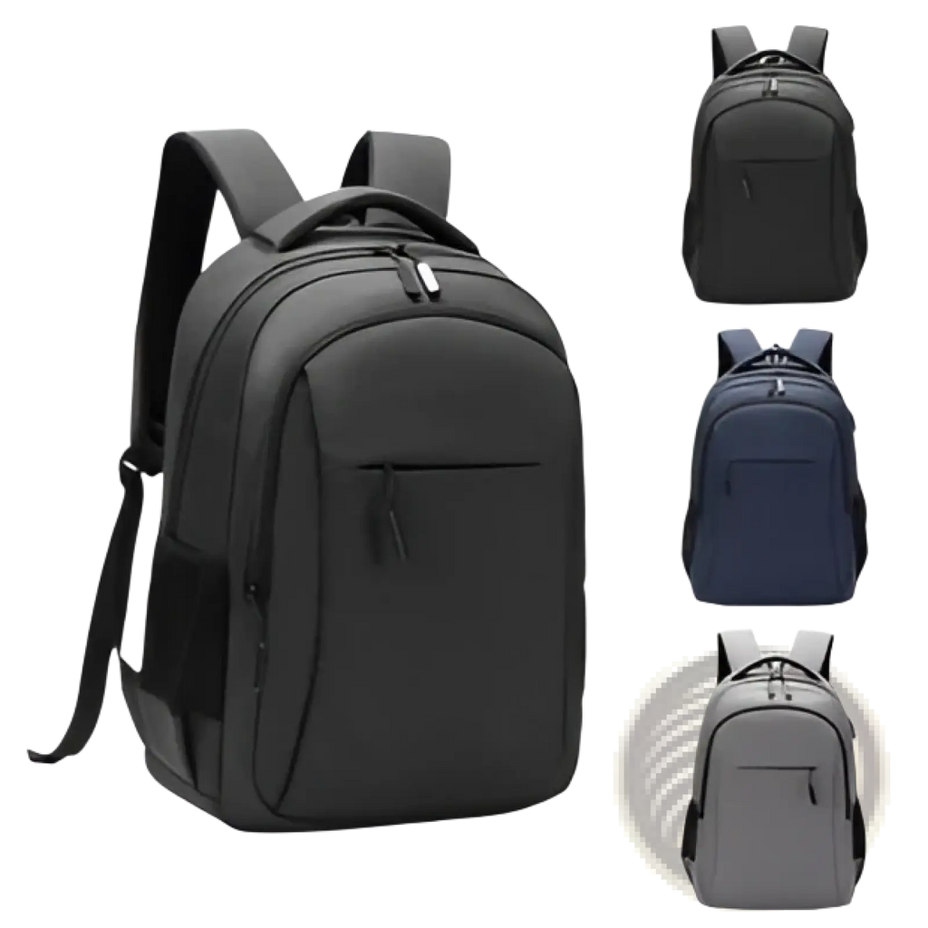 Black textured large capacity laptop backpack travel oxford bag with multiple compartments and adjustable straps