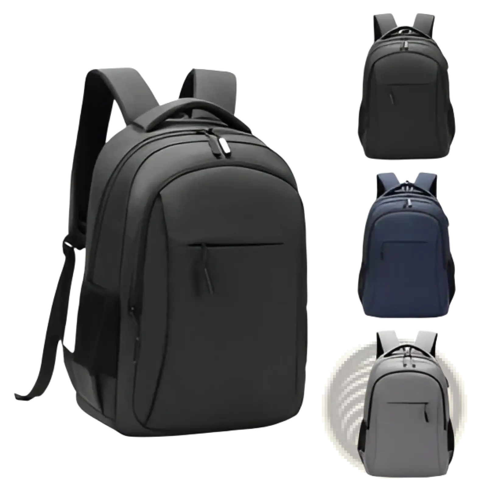 Black textured large capacity laptop backpack travel oxford bag with multiple compartments and adjustable straps