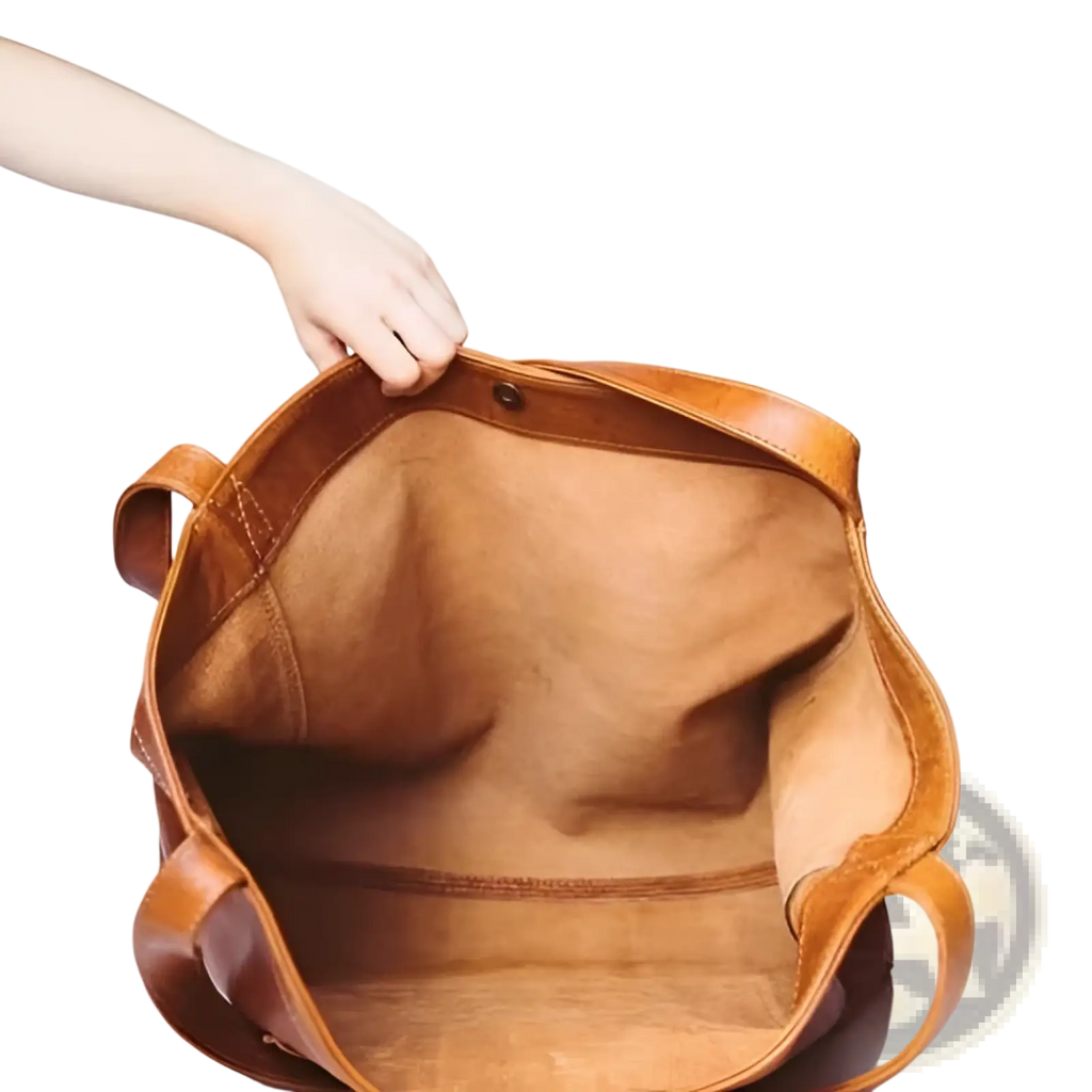 Large capacity oil wax leather tote shoulder bag in tan with sturdy handles and a spacious interior for daily use