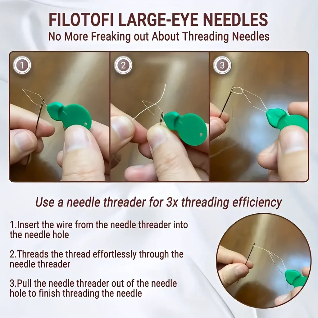Green plastic needle threader with leaf-shaped design for large eye sewing needles for elderly 40 pack