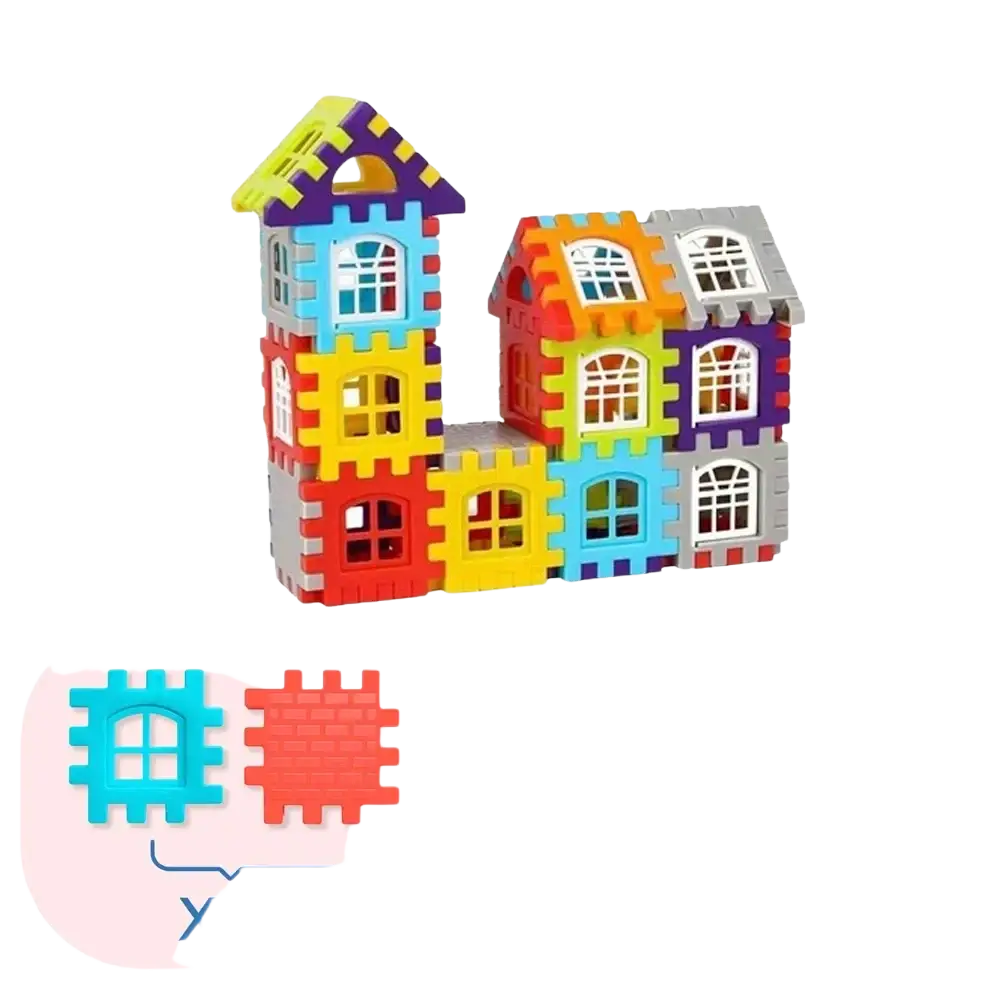 Colorful plastic interlocking building blocks set by amzstem for large house construction and creative play