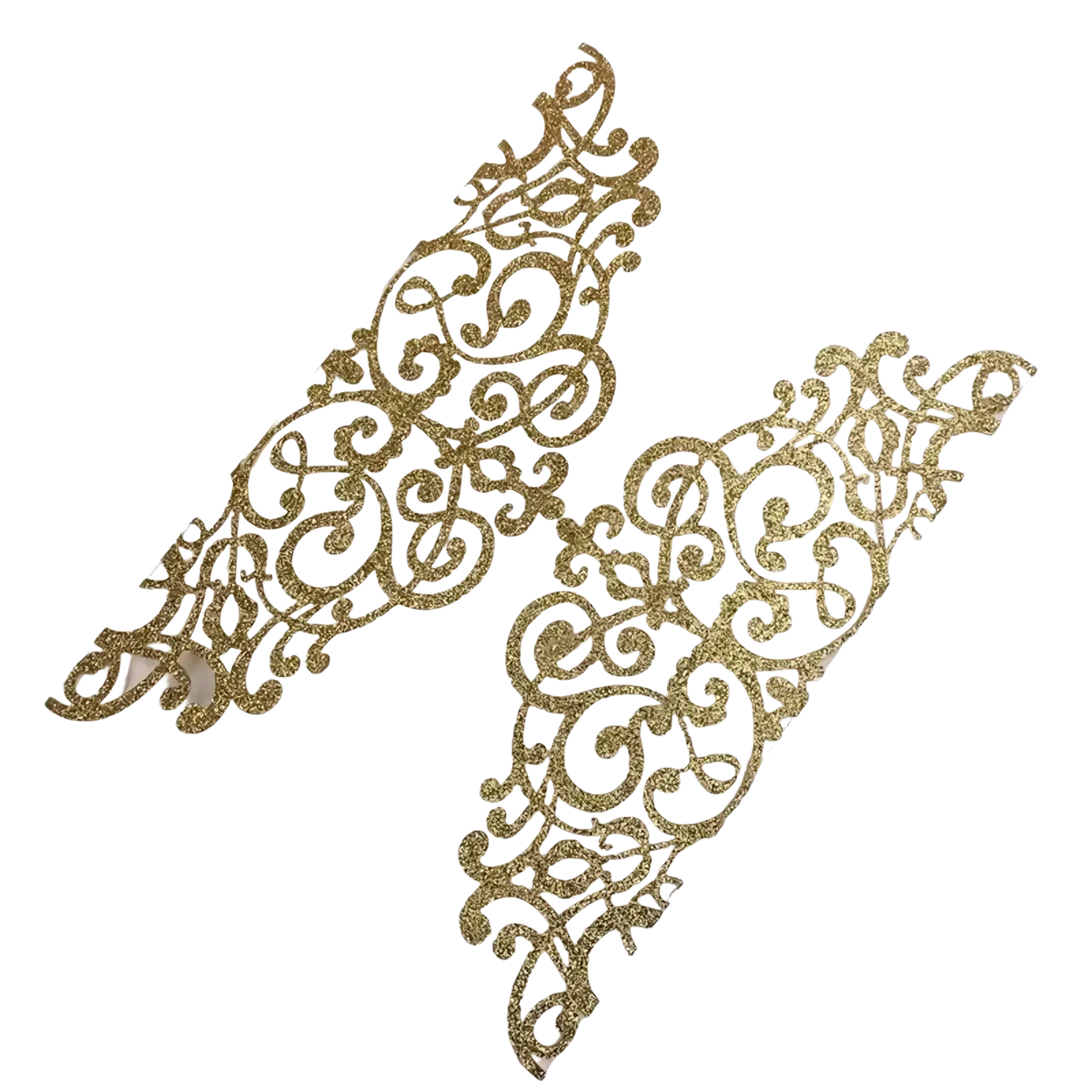 Gold glitter lace laser cut wedding invitation cards 10pcs with intricate scrollwork design for elegant events
