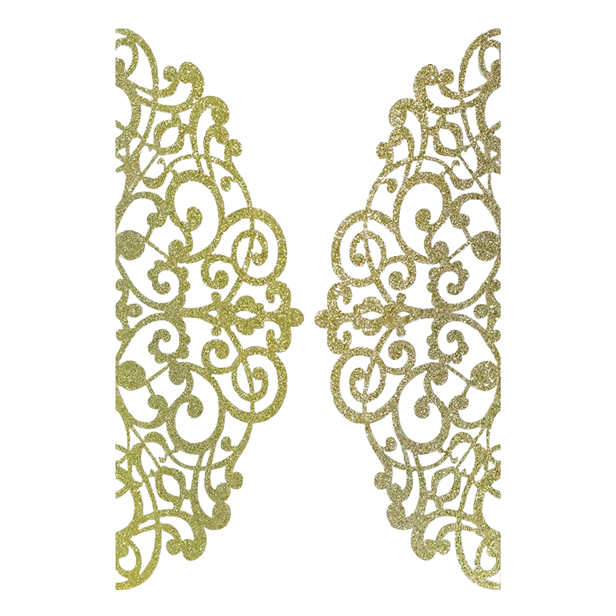 Laser cut wedding invitation cards 10pcs featuring gold glitter lace with intricate scrollwork design for elegant events