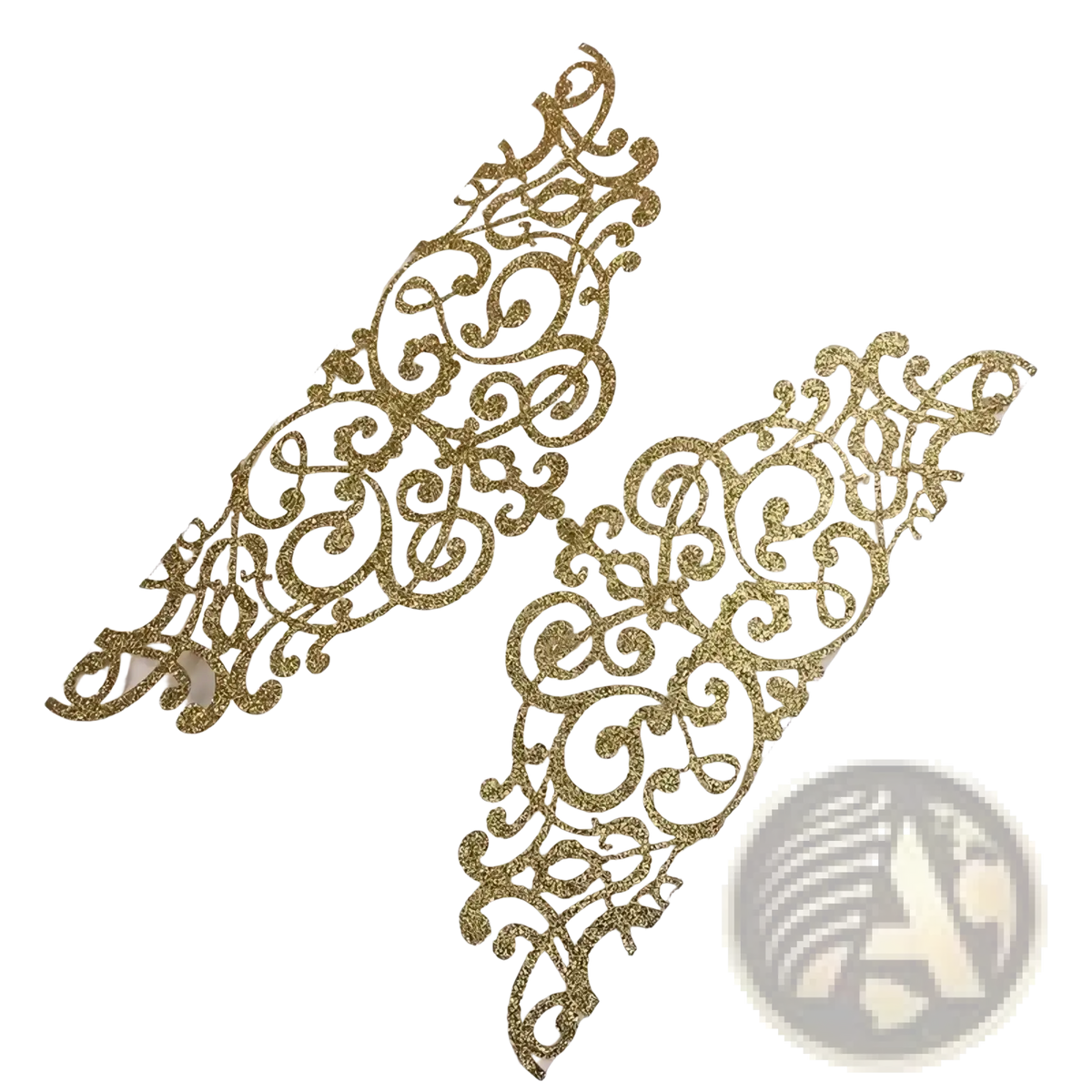 Gold glitter lace laser cut wedding invitation cards 10pcs with intricate scrollwork design for elegant events