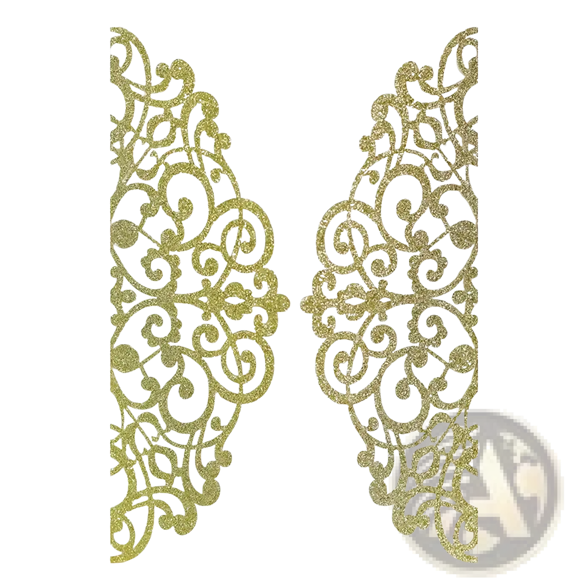 Laser cut wedding invitation cards 10pcs featuring gold glitter lace with intricate scrollwork design for elegant events