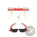 Red and black adjustable dumbbell rack with multiple hook lengths for versatile weight training in cable machine set