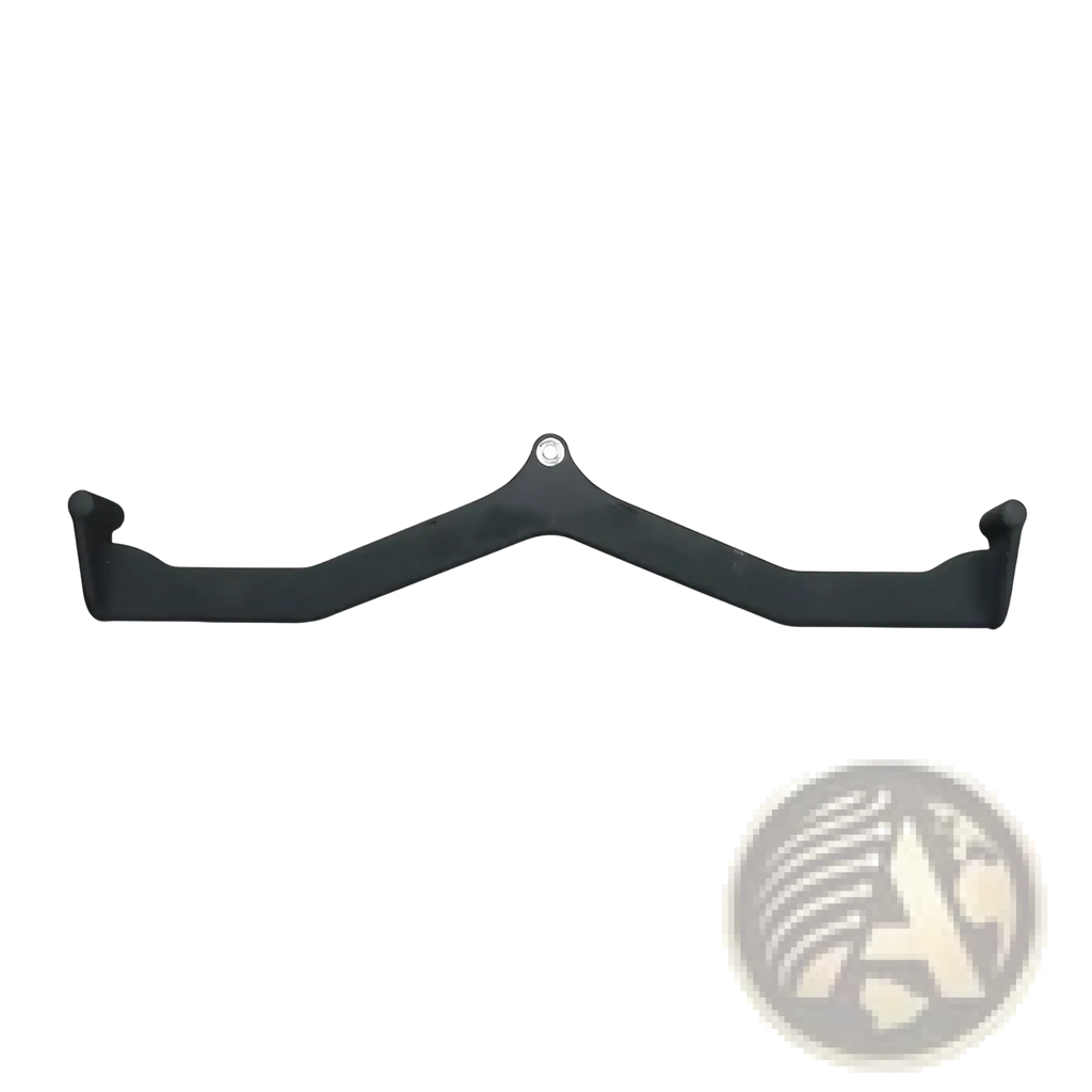 Black 80cm long type e dumbbell bar with central pivot and rounded ends for lat pulldown cable attachment set