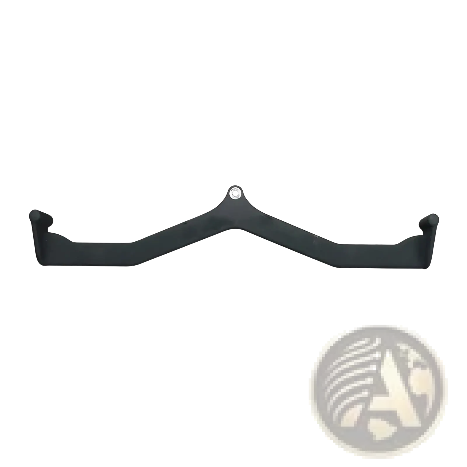 Black 80cm long type e dumbbell bar with central pivot and rounded ends for lat pulldown cable attachment set