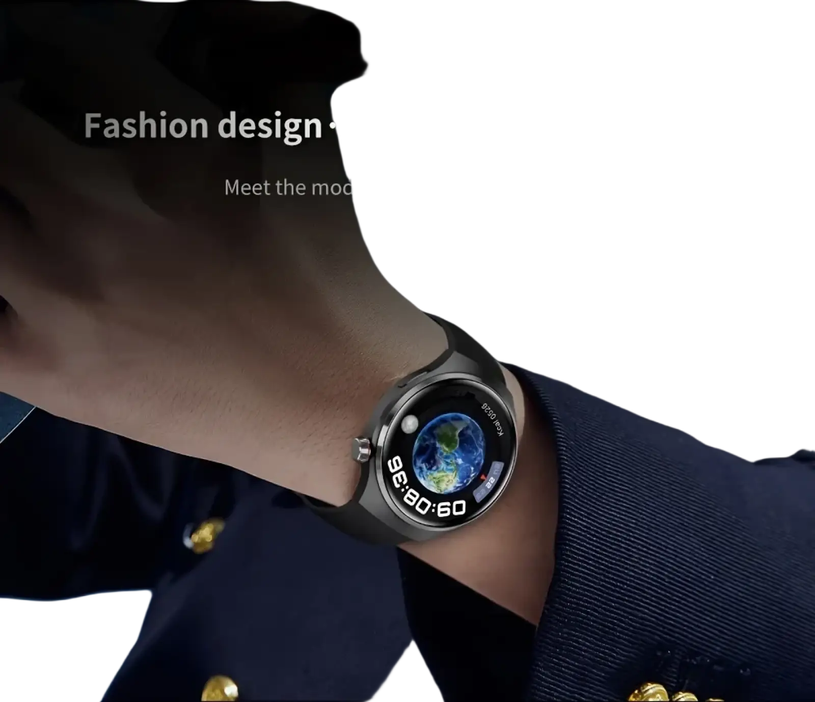 A sleek black laxasfit men’s bluetooth calling smartwatch with circular digital globe display worn on a wrist