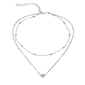 Silver layered alloy jewelry neck chain with delicate heart pendant and beaded accents avoid contact with chemical substances