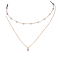 Layered pearl pendant necklace for women with gold-toned chain and double-layered white pearl design
