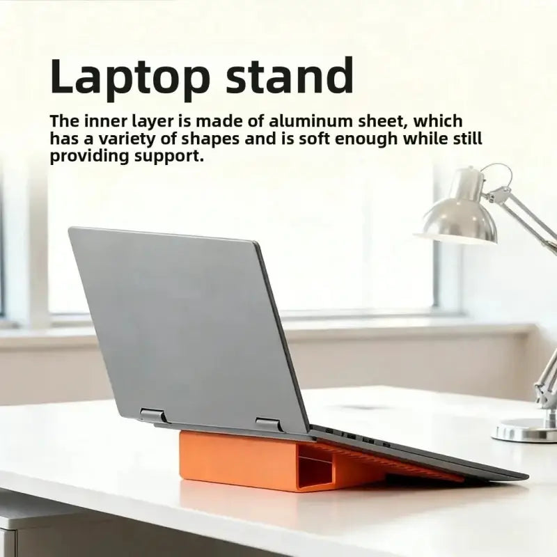 Orange lazy bracket silicone foldable phone stand with soft aluminum sheet inner layer for sturdy device support