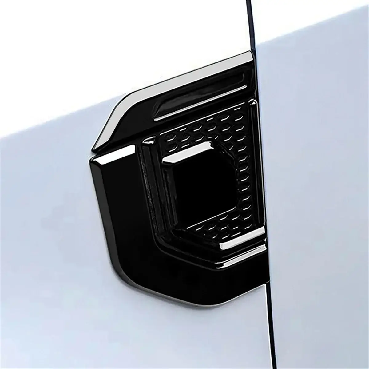 Lc250 air outlet cover trim in gloss black featuring a textured diamond plate pattern with silver trim accents