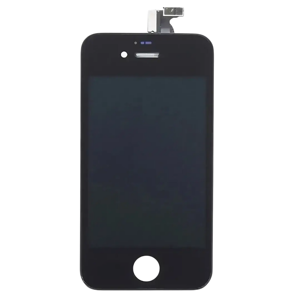 Black iphone 4 touchscreen assembly with silver home button and front camera for lcd screens and touch screen replacement