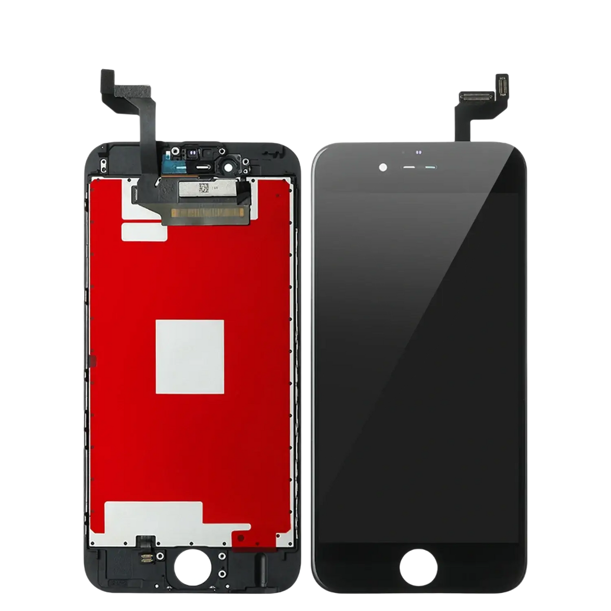 Black lcd screen assembly for iPhone 6s showing front touch screen and back view in lcd screens replacement series