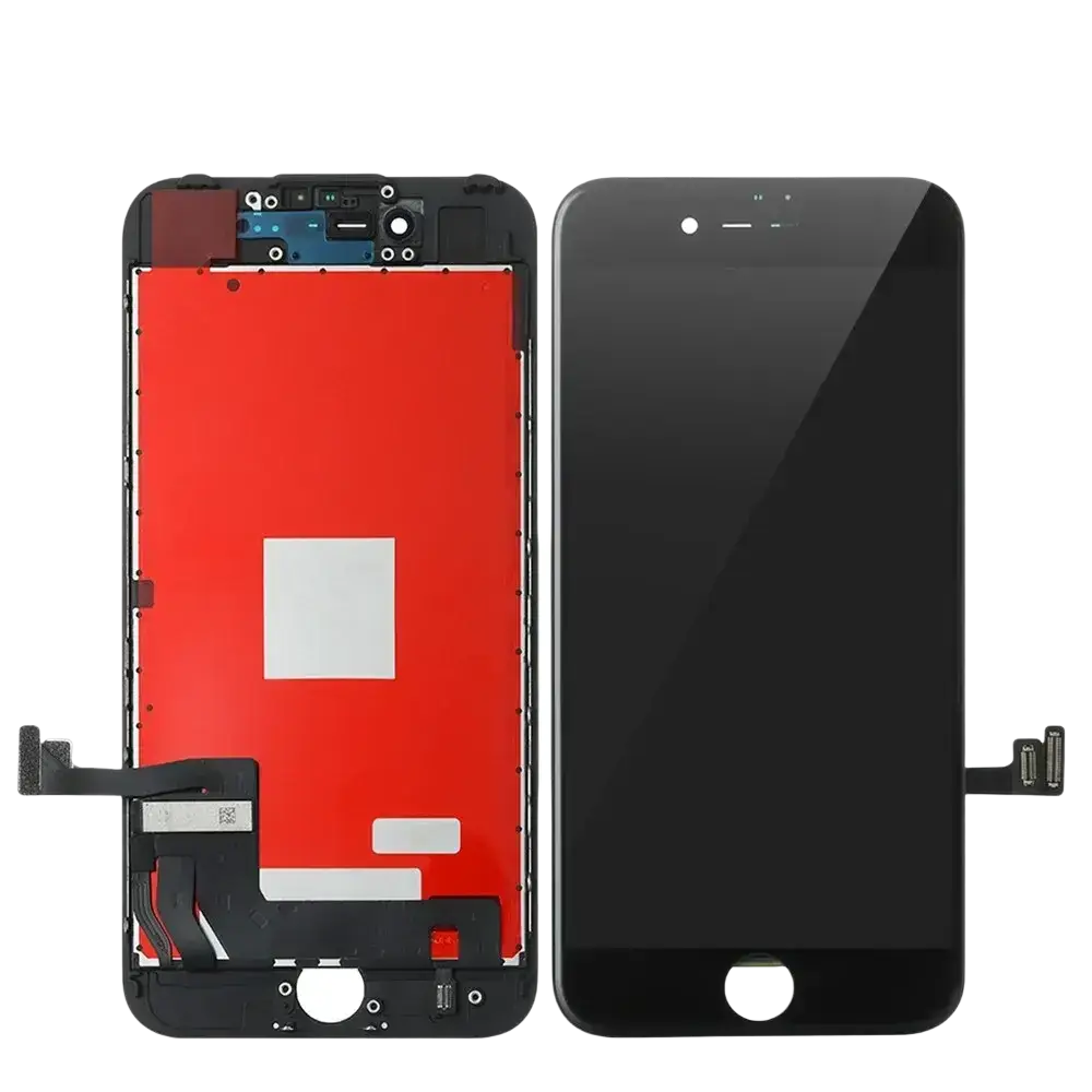 Black iphone 6 plus lcd screens and touch screen replacement showing front display and back internal components