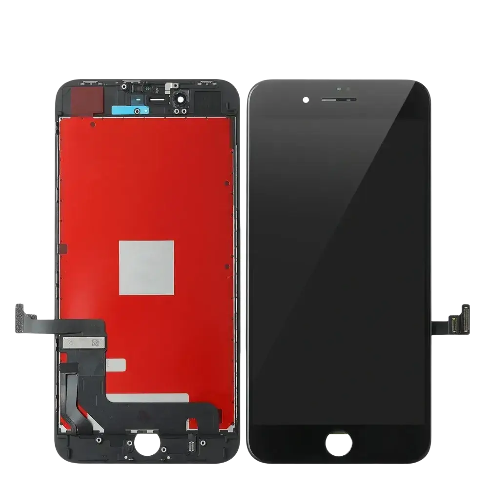 Black iphone 6s plus lcd screen and touch screen assembly showing front display and internal components exposed
