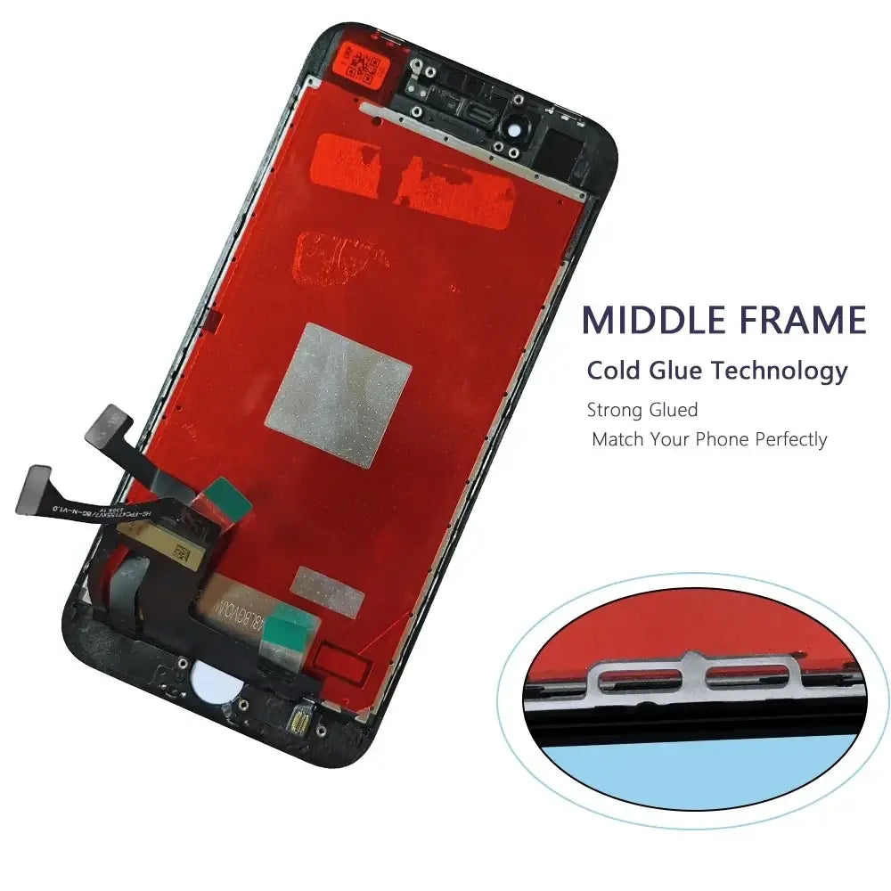 Black plastic middle frame with red lcd display panel and cold glue technology for iphone plus lcd screens touch screen replacement