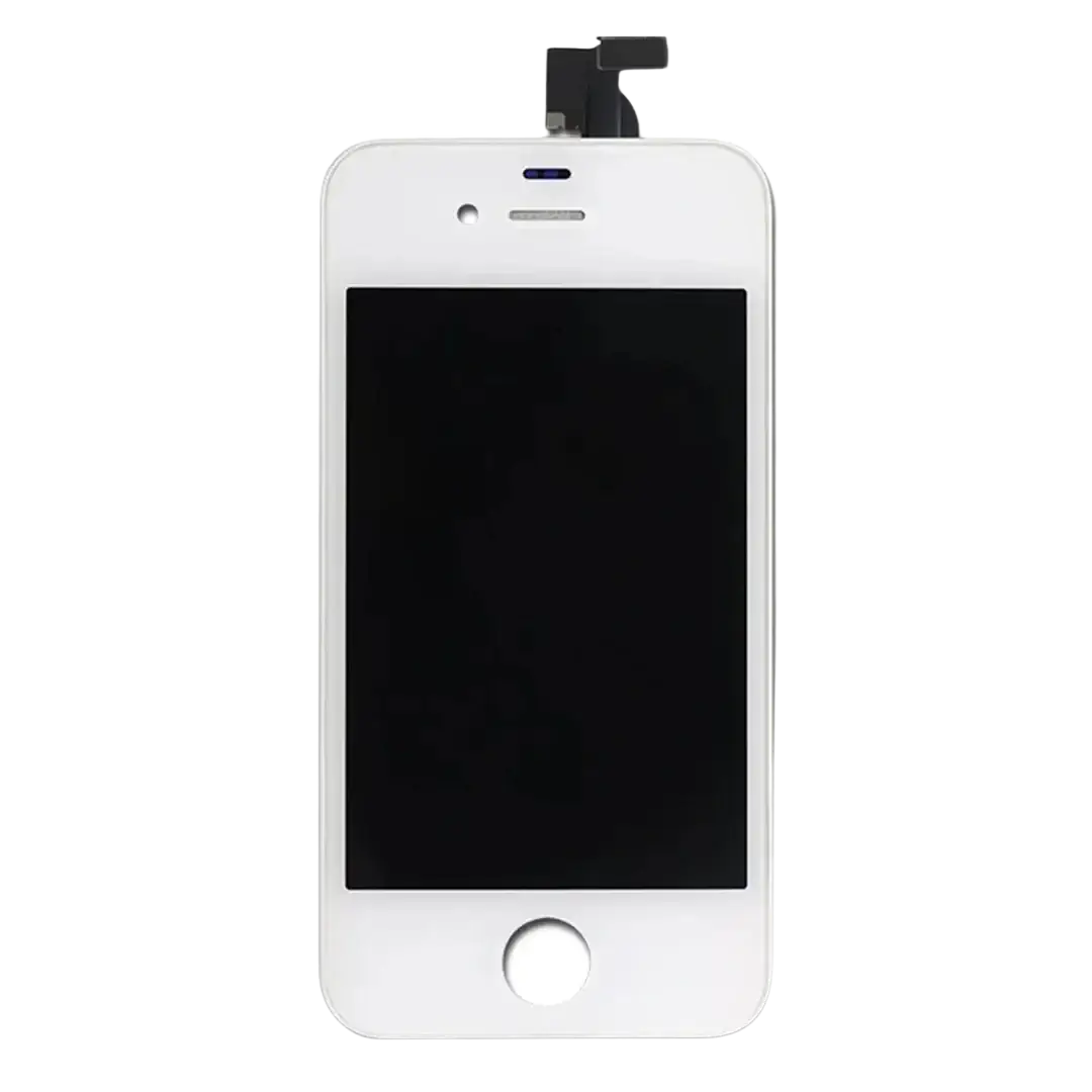 White iphone 4 lcd screen replacement with black touch screen and silver bezel for plus lcd screens use