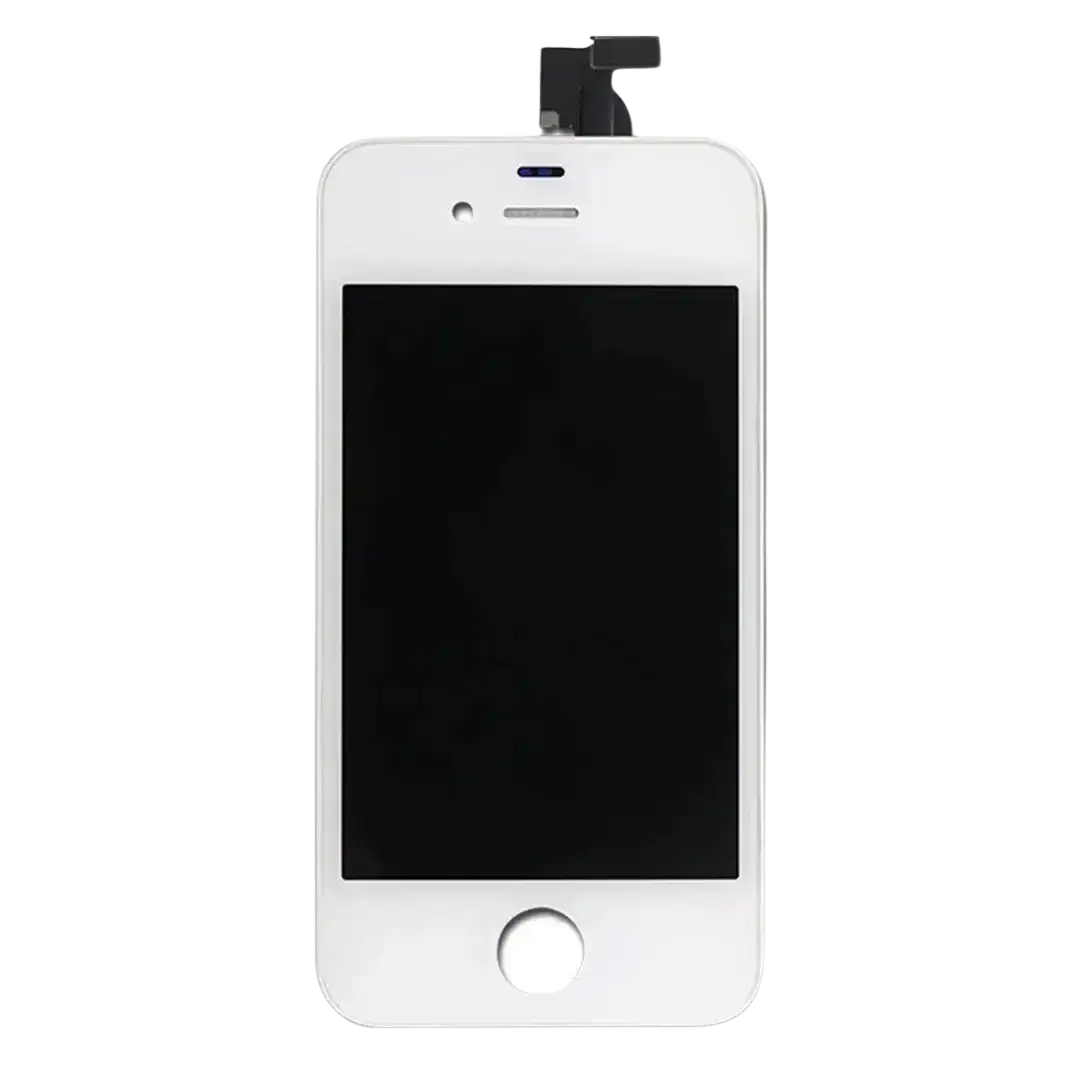 White iphone 4s lcd screen and touch screen replacement assembly with black display and home button for iphone 5 to 8 plus