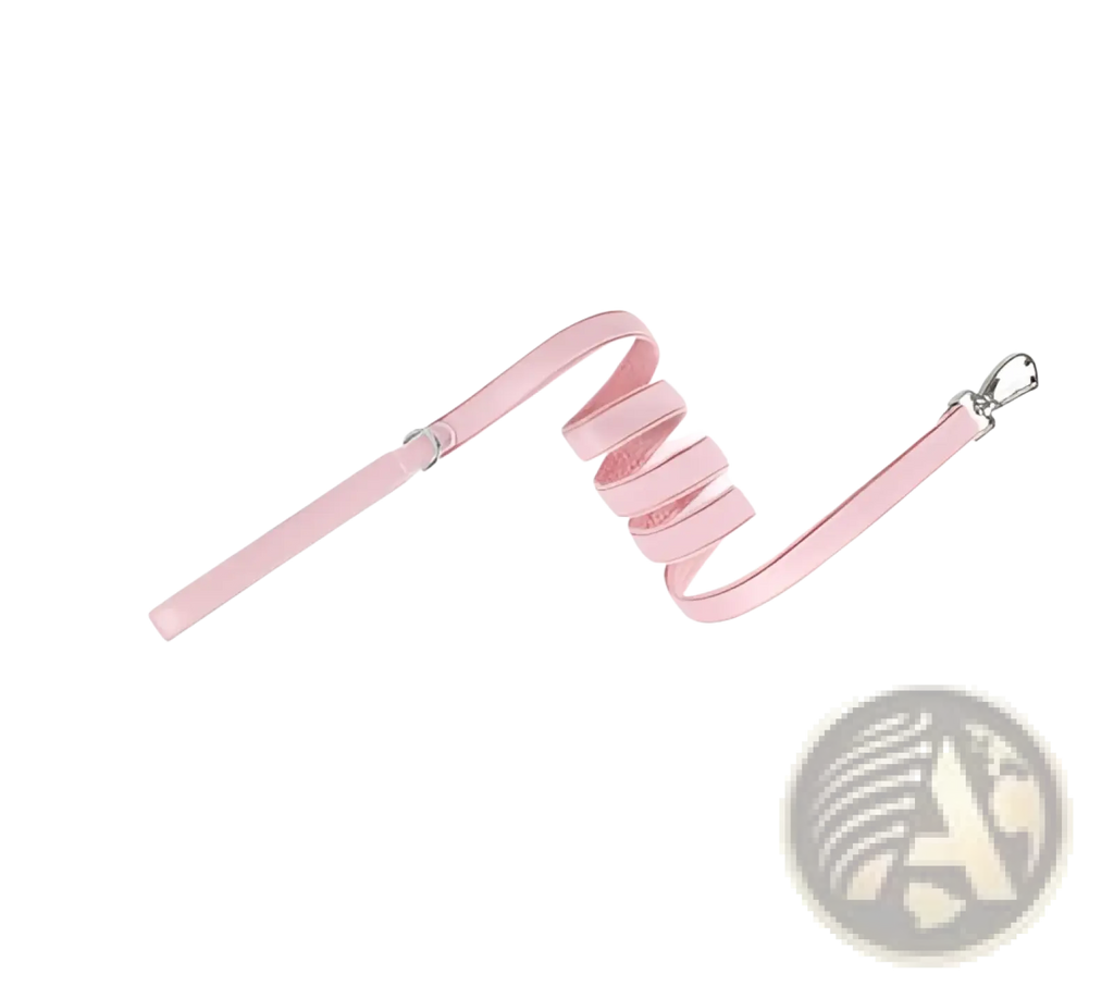 Pink leather dog leash with silver metal clasp for leather airtag dog collar protective pink pet tracker holder