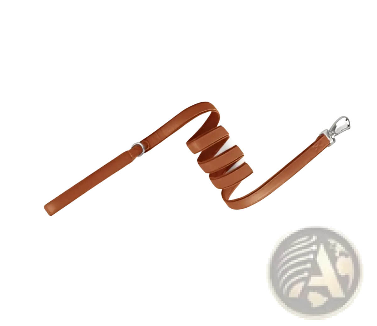 Tan leather leash with silver metal clasp designed for use with leather airtag dog collar protective pink pet tracker holder