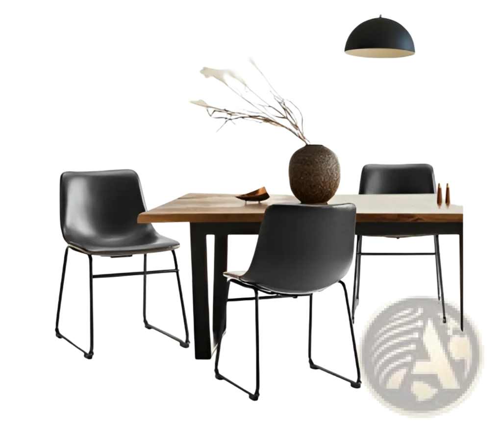 Black leather dining chairs set of 2 with sleek metal frames mid century counter stools for kitchen or bar use