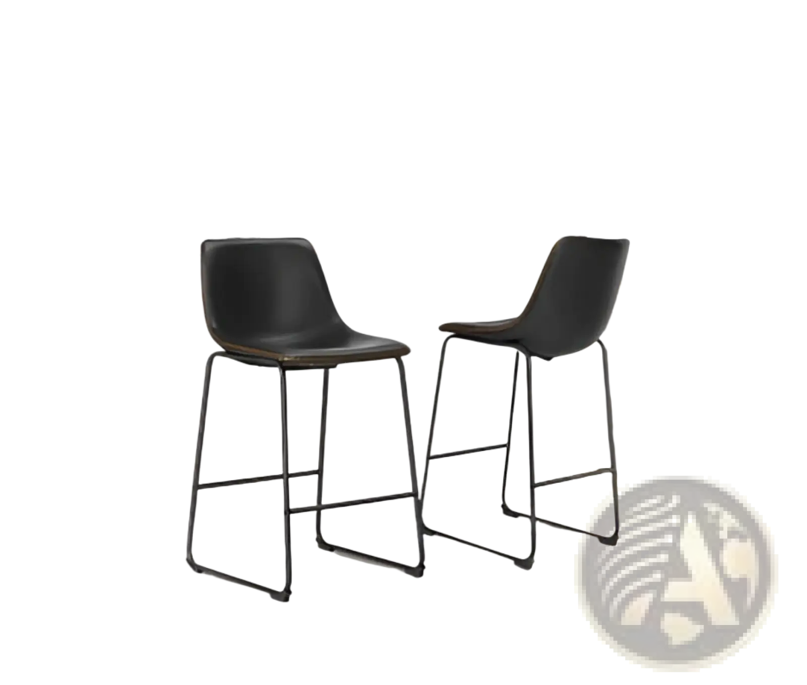 Black leatherette bar stools set of 2 with sleek metal legs mid century counter chairs for kitchen use