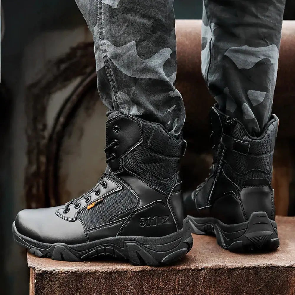 Men’s black waterproof leather 511 tactical snow and combat boots with rugged matte finish and reinforced stitching