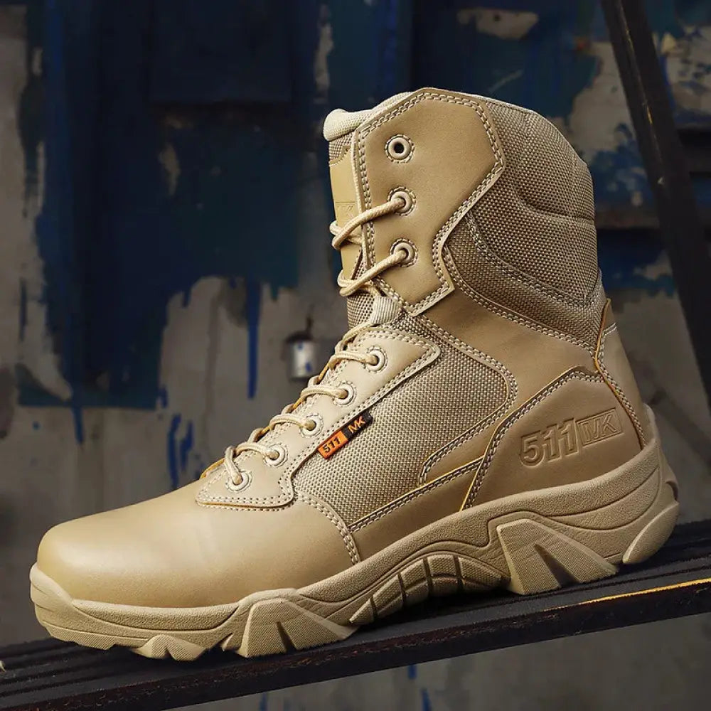 Tan 511 mk men’s waterproof tactical boot with reinforced leather and mesh panels for snow and combat use