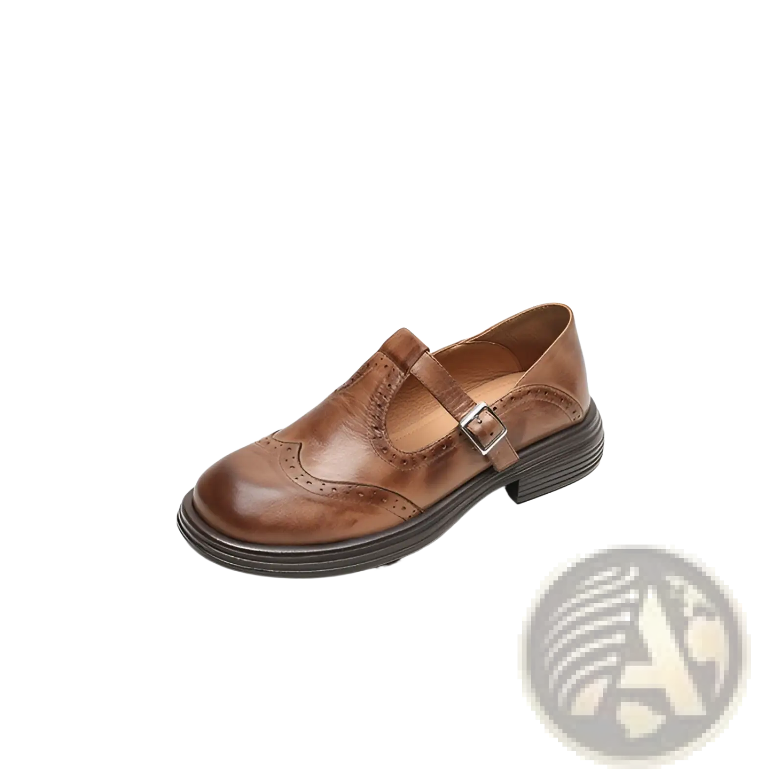 Brown leather mary jane shoe with buckle strap and brogue detailing from leather brogue mary jane shoes for women brown black collection