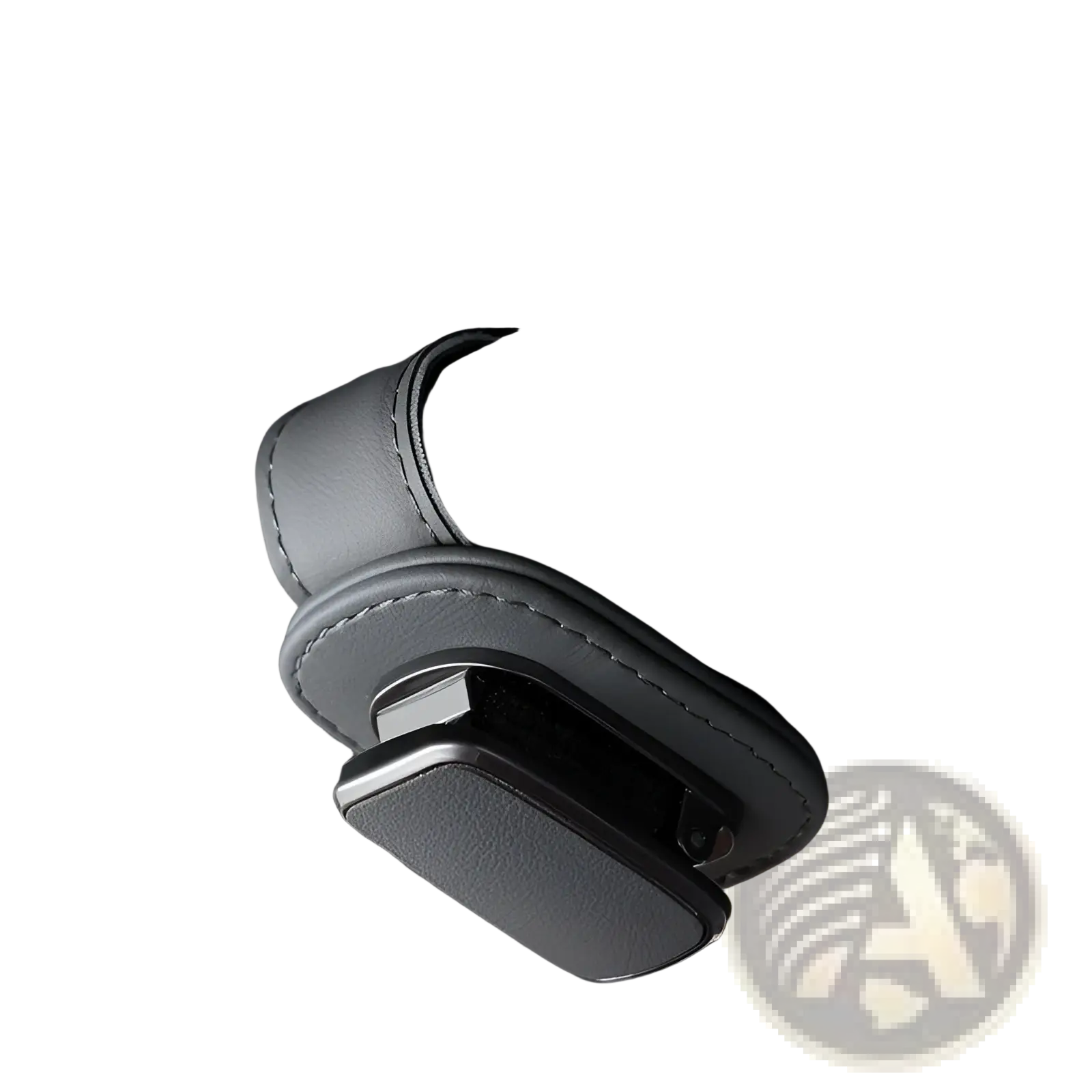 Black leather car glasses clip holder with metallic clasp and pu leather case for secure storage and easy access
